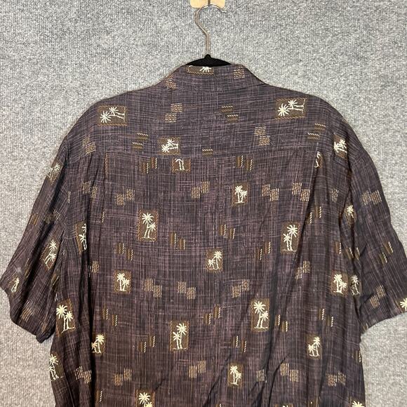 Pronto Uomo Shirt Mens XL Black Hawaiian Palm Tree Short Sleeve Button Down - Picture 10 of 10